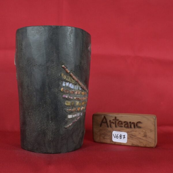 Pre Columbian Moche Wooden Vessel Ritual Artifact with Inlays - Imagen 18