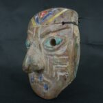 Pre Columbian Chavin Stone Mask Ritual Artifact with Inlays - Imagen 2