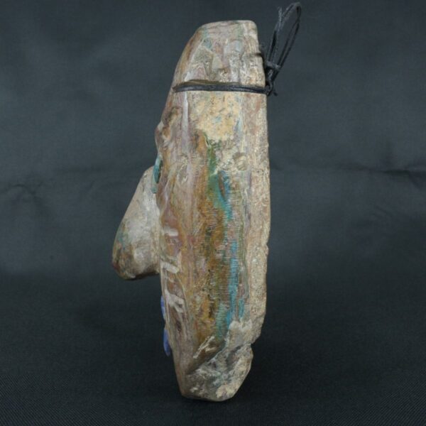 Pre Columbian Chavin Stone Mask Ritual Artifact with Inlays - Imagen 3