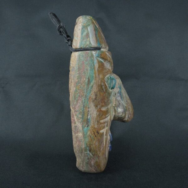 Pre Columbian Chavin Stone Mask Ritual Artifact with Inlays - Imagen 5
