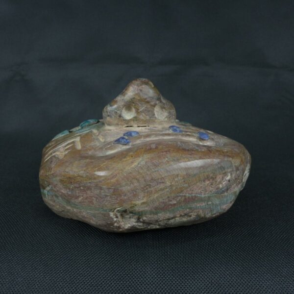 Pre Columbian Chavin Stone Mask Ritual Artifact with Inlays - Imagen 8