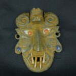 Pre Columbian Chavin Stone Mask Ritual Artifact with Inlays