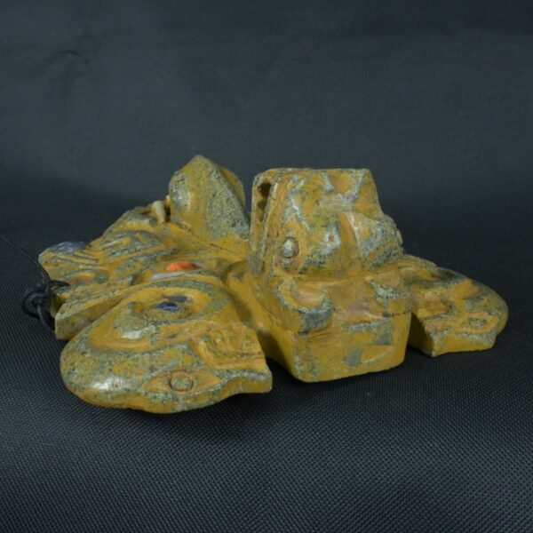Pre Columbian Chavin Stone Mask Ritual Artifact with Inlays - Imagen 5