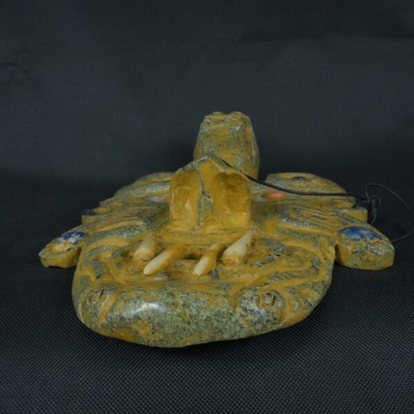 Pre Columbian Chavin Stone Mask Ritual Artifact with Inlays - Imagen 6