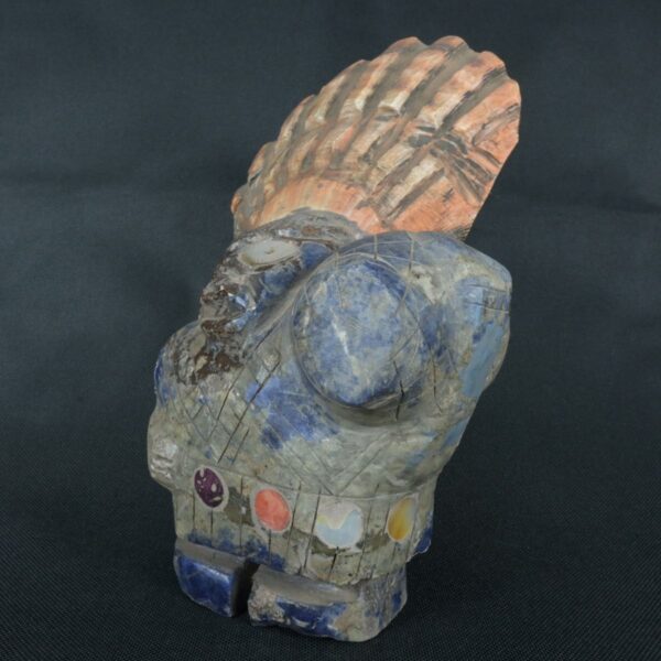 Pre Columbian Moche Sodalite Warrior Figurine Ceremonial Artifact - Imagen 2