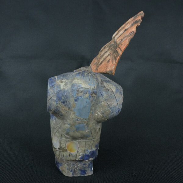 Pre Columbian Moche Sodalite Warrior Figurine Ceremonial Artifact - Imagen 3