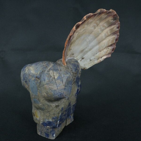 Pre Columbian Moche Sodalite Warrior Figurine Ceremonial Artifact - Imagen 4