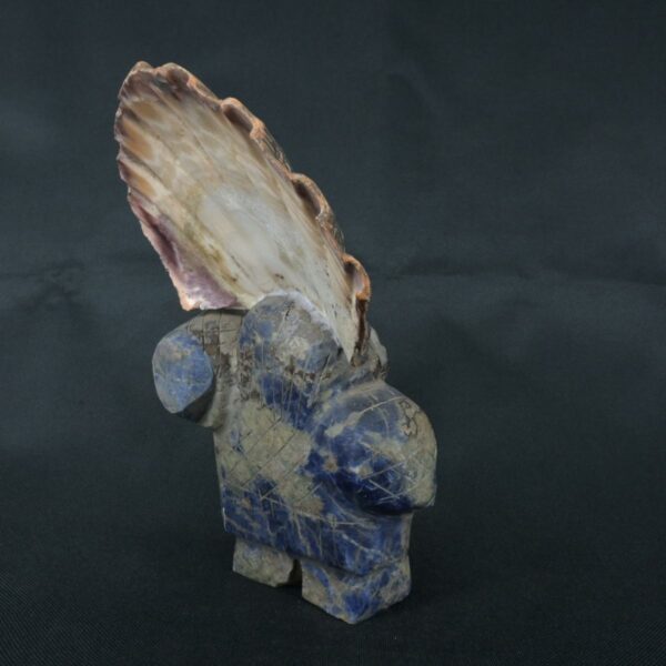 Pre Columbian Moche Sodalite Warrior Figurine Ceremonial Artifact - Imagen 6