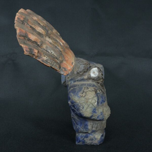 Pre Columbian Moche Sodalite Warrior Figurine Ceremonial Artifact - Imagen 7