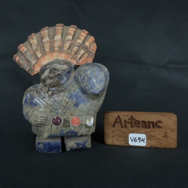 Pre Columbian Moche Sodalite Warrior Figurine Ceremonial Artifact - Imagen 10