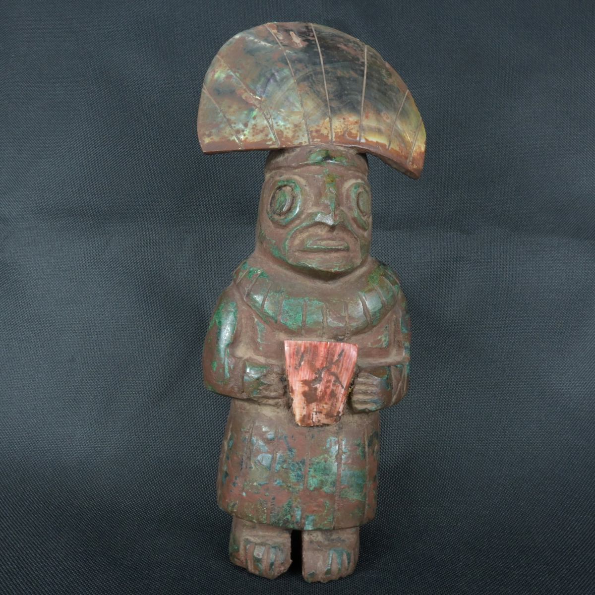 DSC_1352 Pre Columbian Moche Turquoise Stone Warrior Ceremonial Artifact Peru - Imagen 1