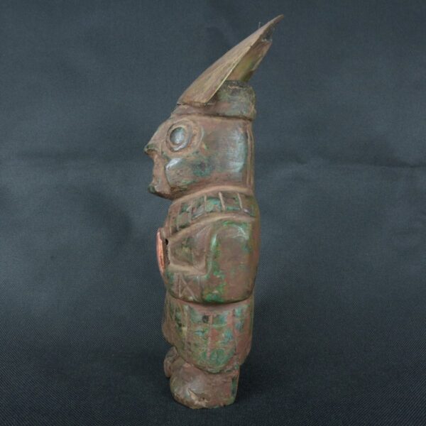 Pre Columbian Moche Turquoise Stone Warrior Ritual Artifact Peru - Imagen 3