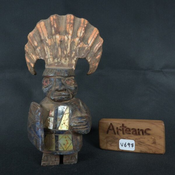 Pre Columbian Moche Sodalite Warrior Figurine Sacred Artifact - Imagen 19