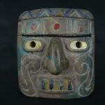 Pre Columbian Chavin Stone Mask Ritual Artifact with Inlays