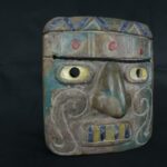 Pre Columbian Chavin Stone Mask Ritual Artifact with Inlays - Imagen 3