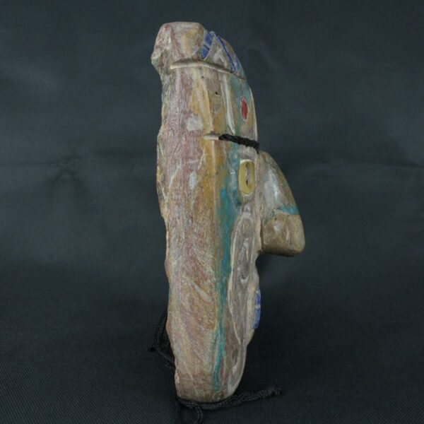 Pre Columbian Chavin Stone Mask Ritual Artifact with Inlays - Imagen 6
