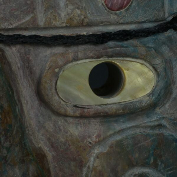 Pre Columbian Chavin Stone Mask Ritual Artifact with Inlays - Imagen 12