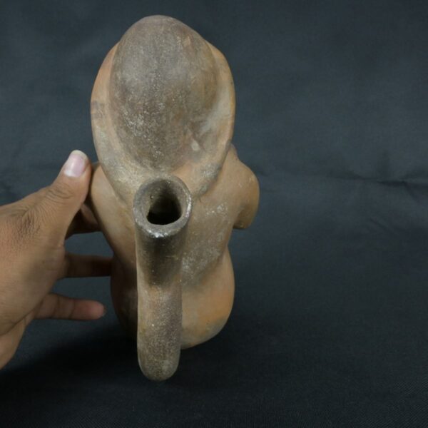 Pre Columbian Moche Ceramic Warrior Bottle Ceremonial Artifact - Imagen 3