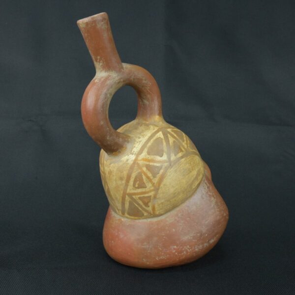 Pre Columbian Moche Ceramic Face Bottle Ceremonial Artifact Peru - Imagen 5