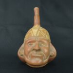 Pre Columbian Moche Ceramic Face Bottle Ceremonial Artifact Peru - Imagen 8
