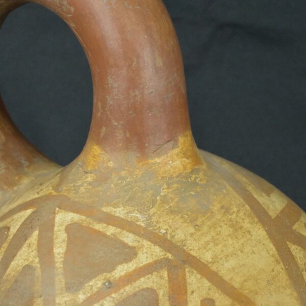Pre Columbian Moche Ceramic Face Bottle Ceremonial Artifact Peru - Imagen 13