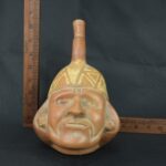 Pre Columbian Moche Ceramic Face Bottle Ceremonial Artifact Peru - Imagen 16