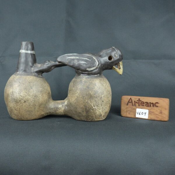 Pre Columbian Inca Ceramic Whistle Ancient Artifact Bird Design - Imagen 17