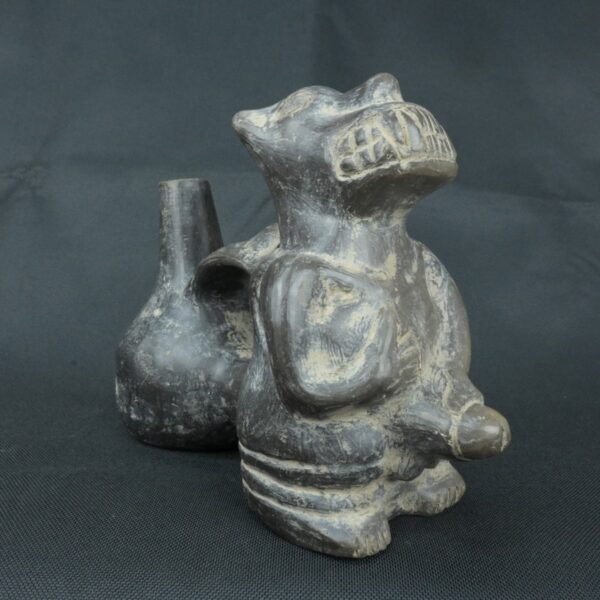Pre Columbian Moche Ceramic Dog Whistle Ancient Artifact Peru - Imagen 6