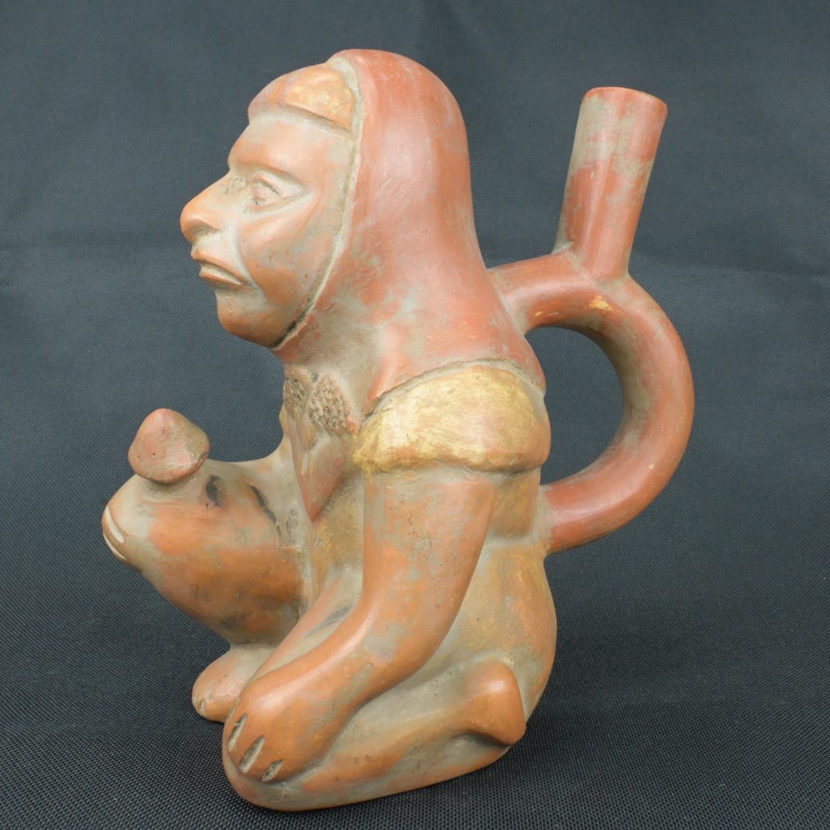 DSC_9615 Pre Columbian Moche Ceramic Warrior Bottle Ceremonial Artifact - Imagen 1