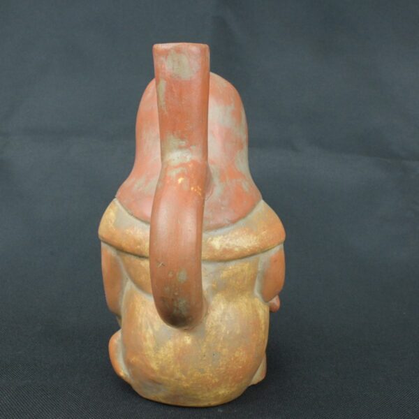 Pre Columbian Moche Ceramic Warrior Bottle Ceremonial Artifact - Imagen 3