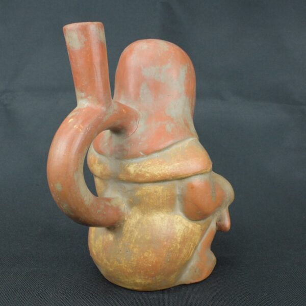 Pre Columbian Moche Ceramic Warrior Bottle Ceremonial Artifact - Imagen 4