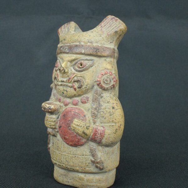 Pre Columbian Moche Ceramic Rattle Sacred Artifact for Rituals - Imagen 2
