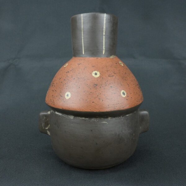 Pre Columbian Paracas Ceramic Ritual Bottle with Human Face Artifact - Imagen 5