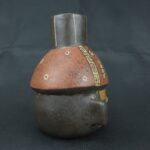Pre Columbian Paracas Ceramic Ritual Bottle with Human Face Artifact - Imagen 6