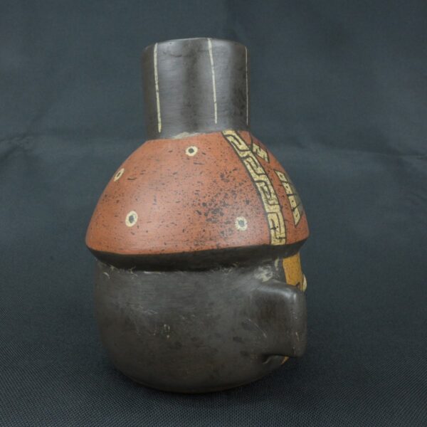 Pre Columbian Paracas Ceramic Ritual Bottle with Human Face Artifact - Imagen 6
