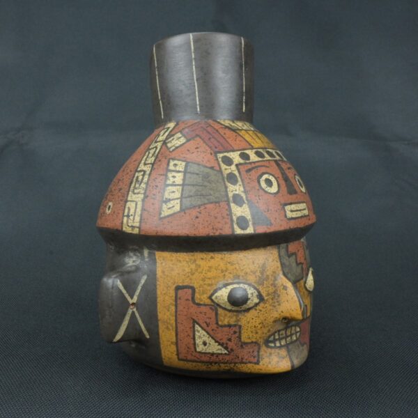 Pre Columbian Paracas Ceramic Ritual Bottle with Human Face Artifact - Imagen 8