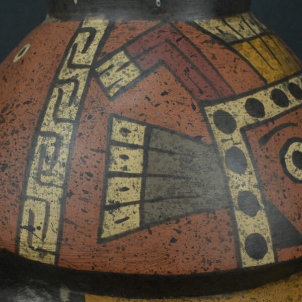 Pre Columbian Paracas Ceramic Ritual Bottle with Human Face Artifact - Imagen 13