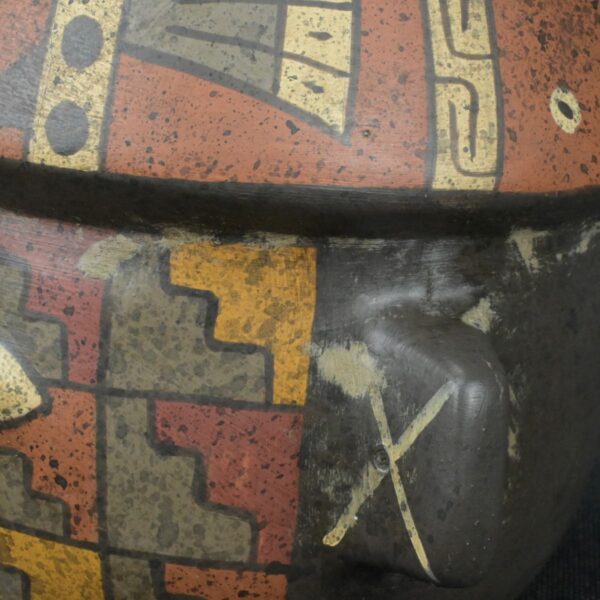Pre Columbian Paracas Ceramic Ritual Bottle with Human Face Artifact - Imagen 14