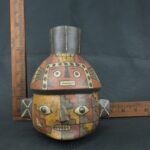 Pre Columbian Paracas Ceramic Ritual Bottle with Human Face Artifact - Imagen 16