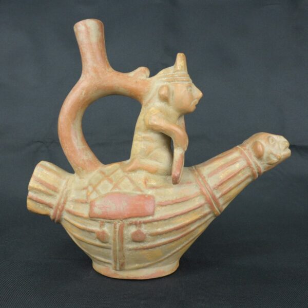 Pre Columbian Moche Ceramic Fisherman Vessel Ritual Artifact Peru - Imagen 5
