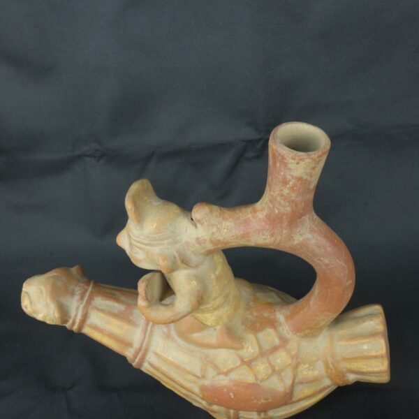Pre Columbian Moche Ceramic Fisherman Vessel Ritual Artifact Peru - Imagen 9