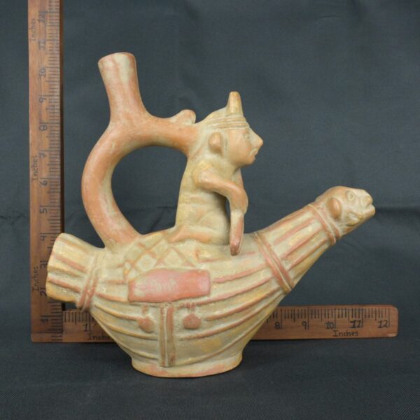 Pre Columbian Moche Ceramic Fisherman Vessel Ritual Artifact Peru - Imagen 19