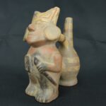 Pre Columbian Vicus Ceramic Whistle Warrior Ritual Artifact Peru