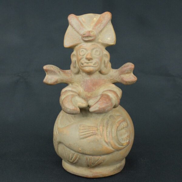 Pre Columbian Moche Ceramic Bottle Ritual Anthropomorphic Artifact - Imagen 2
