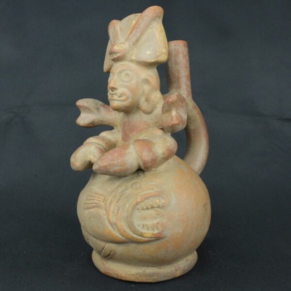 Pre Columbian Moche Ceramic Bottle Ritual Anthropomorphic Artifact - Imagen 3