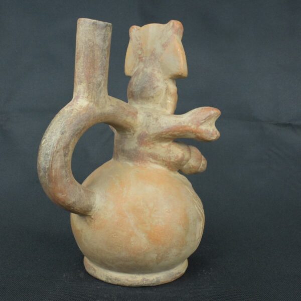 Pre Columbian Moche Ceramic Bottle Ritual Anthropomorphic Artifact - Imagen 7