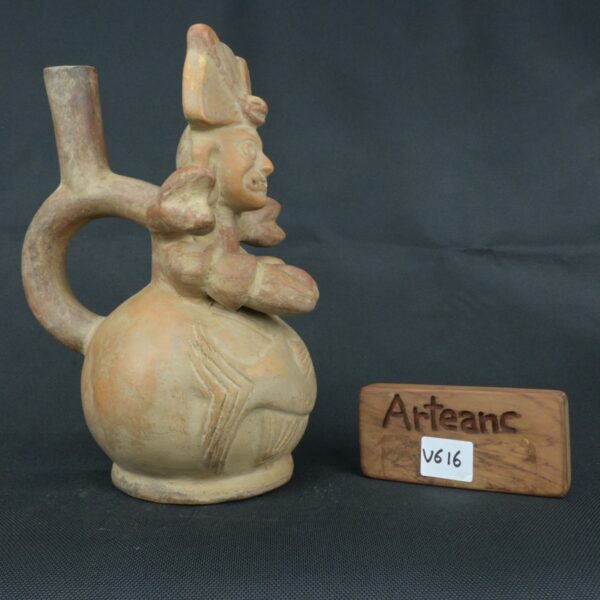 Pre Columbian Moche Ceramic Bottle Ritual Anthropomorphic Artifact - Imagen 18