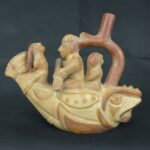 Pre Columbian Moche Ceramic Fish Vessel Ritual Artifact Peru