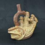 Pre Columbian Moche Ceramic Fish Vessel Ritual Artifact Peru - Imagen 4