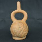 Pre Columbian Moche Ceramic Stirrup Bottle Ritual Artifact Peru